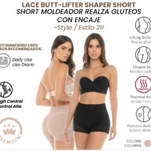 Lace Butt-Lifter Shaper Shorts - Style 211 - Picture 1 of 6